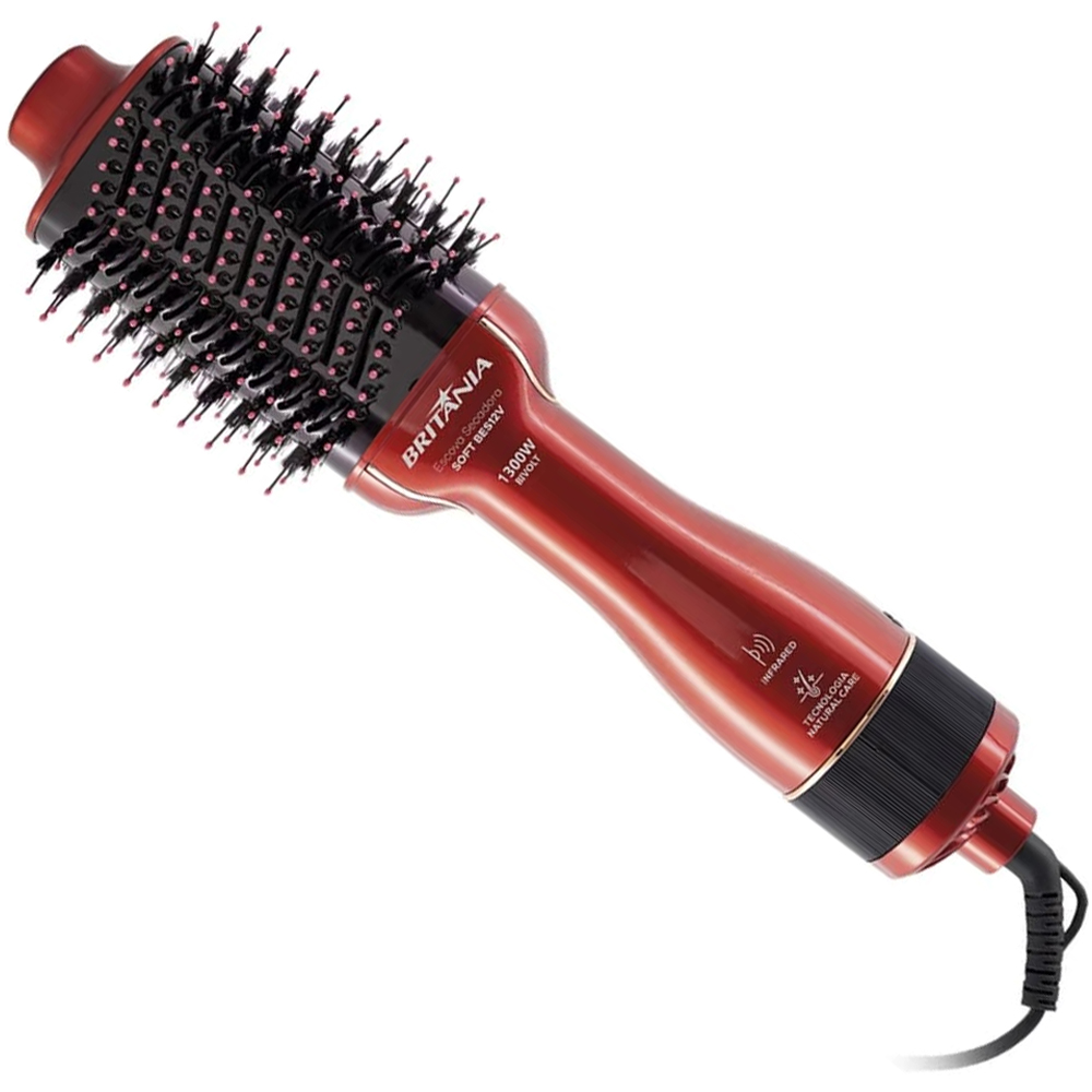 Cepillo Secador Britania BES12V Soft 1300W/Bivolt - Rojo/Negro