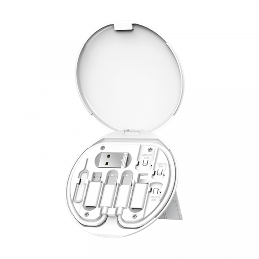 Cable Adaptador Wiwu S02 Tipo-C Con Case para Micro USB/Lightning/ USB - White