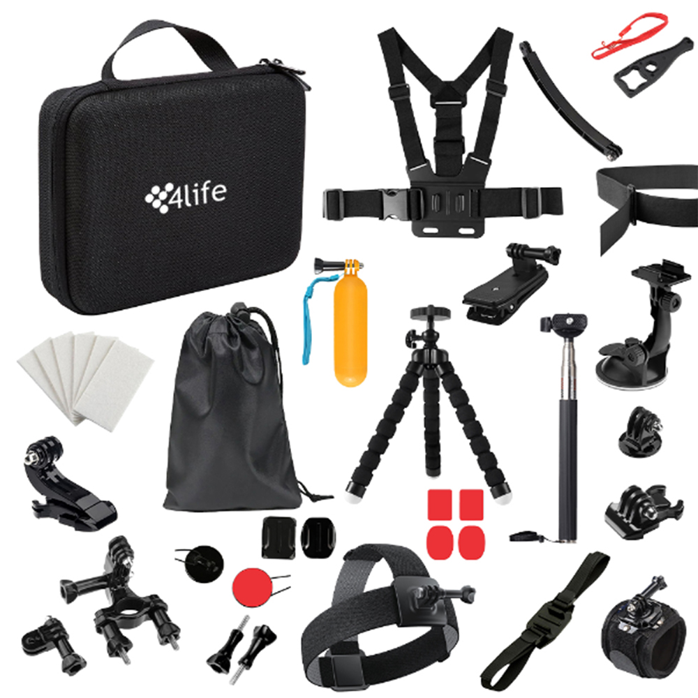 Kit de Accesorios 4Life Action FL50 50 en 1 para Cámara de acción Gopro - Negro