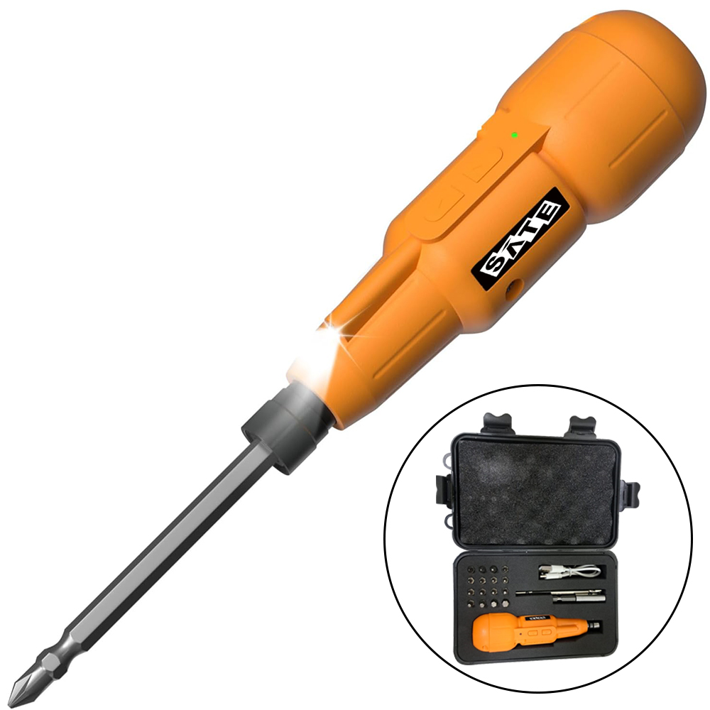 Kit Destornillador Eléctrico Sate A-TK81 con 18 Accesorios/Recargable/800mAh - Naranja
