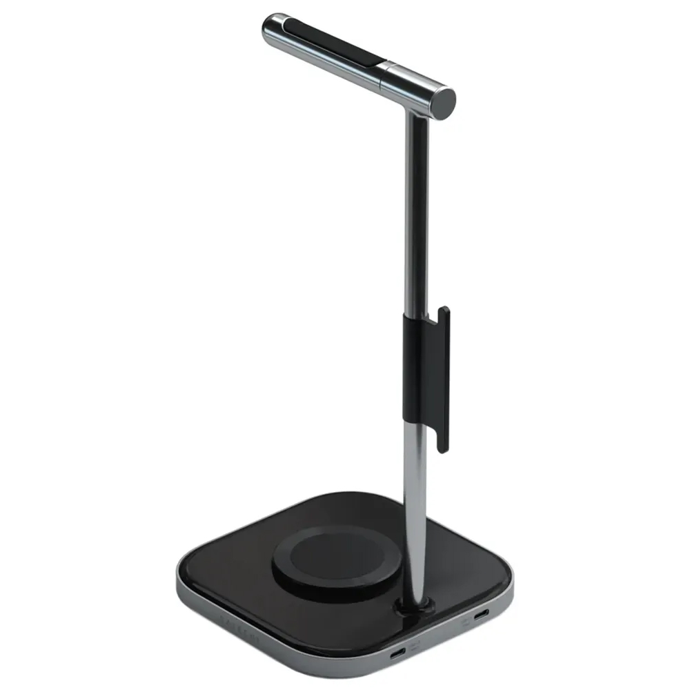 Soporte de Auricular Satechi ST-UCHSMCM 2 en 1 con Cargador Inalámbrico  - Black