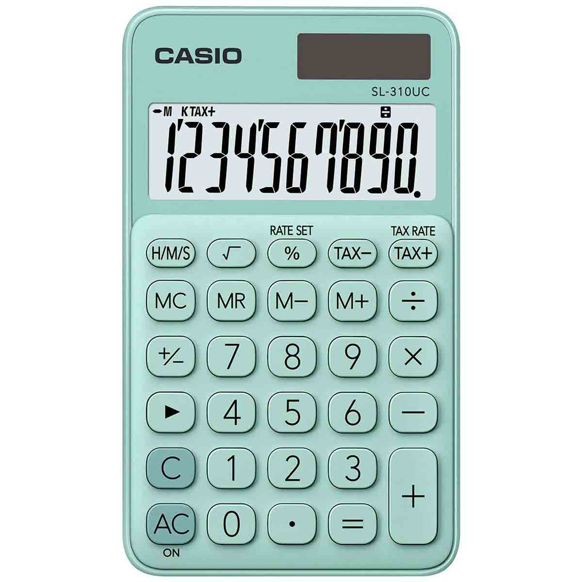 Calculadora Casio SL-310UC-GN-N-DC de 10 Dígitos Solar/Batería - Verde