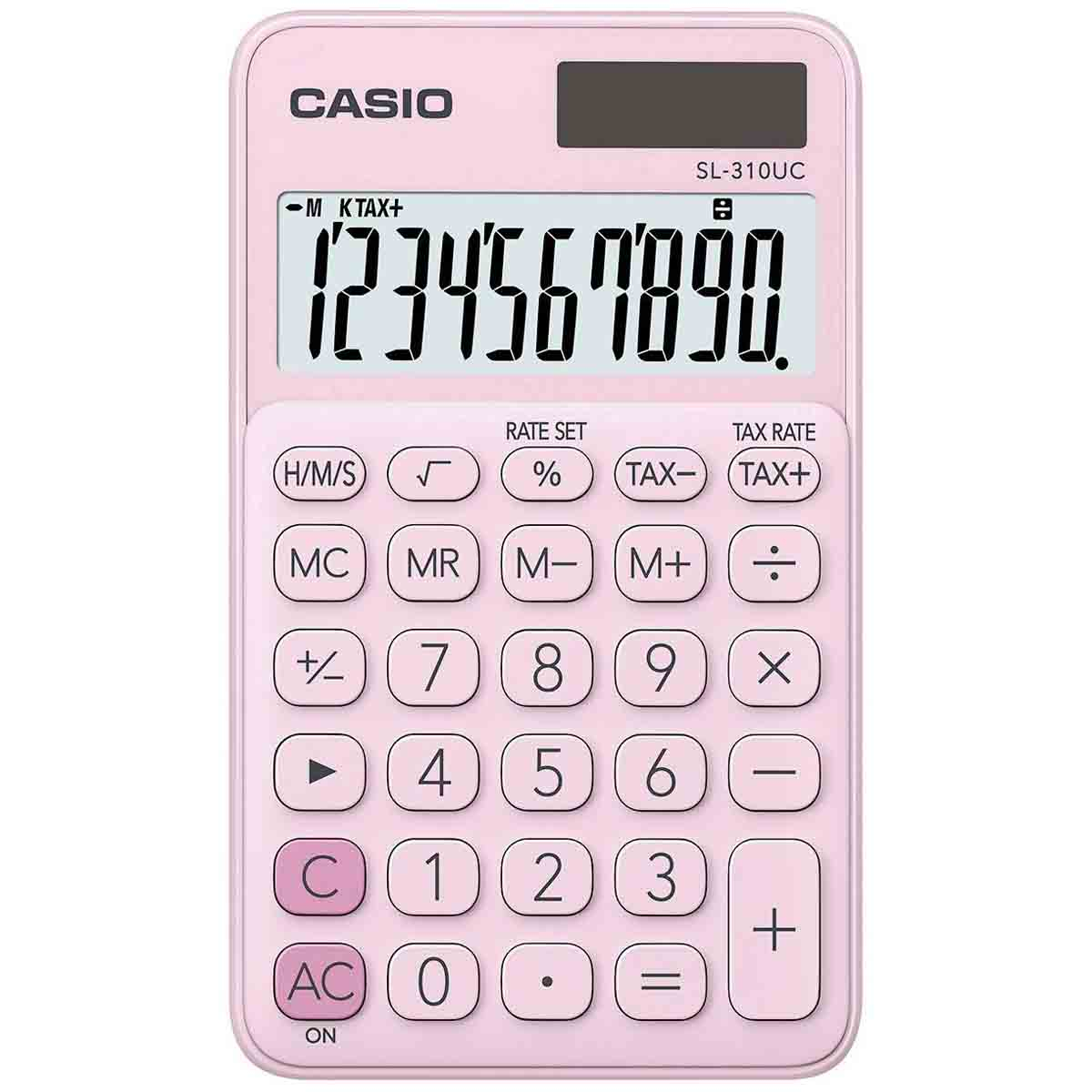Calculadora Casio SL-310UC-Pk-N-DC de 10 Dígitos Solar/Batería - Rosa