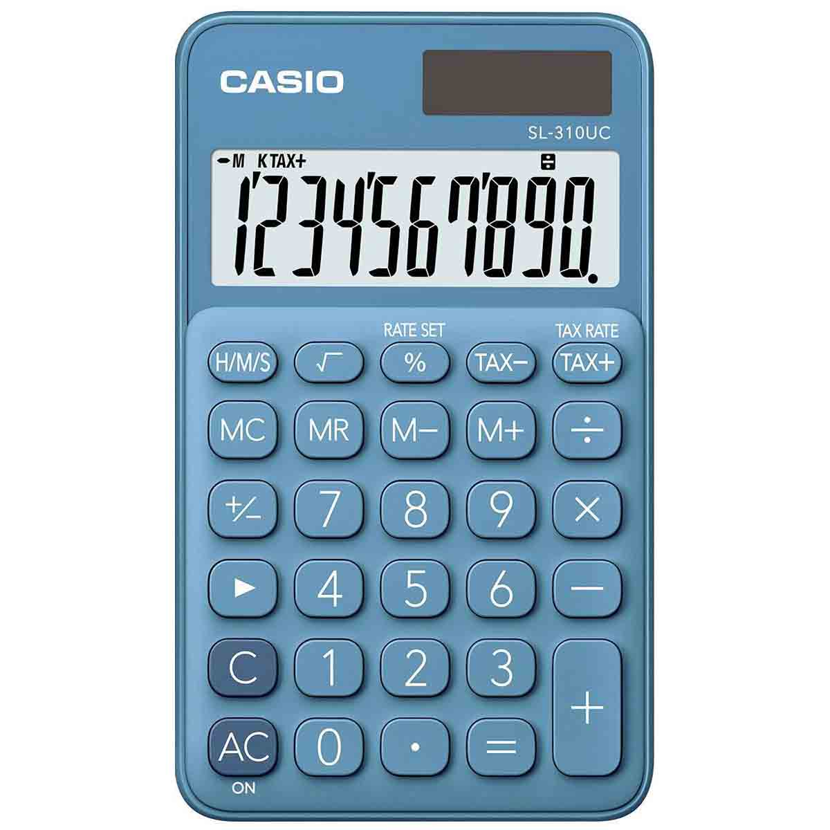 Calculadora Casio SL-310UC-BU de 10 Dígitos Solar/Batería - Azul
