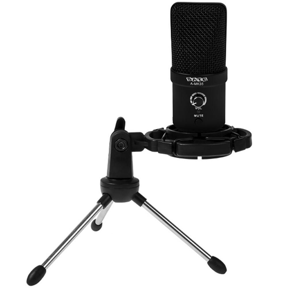 Micrófono para Podcast Sate A-MK35 Professional Podcast - Negro