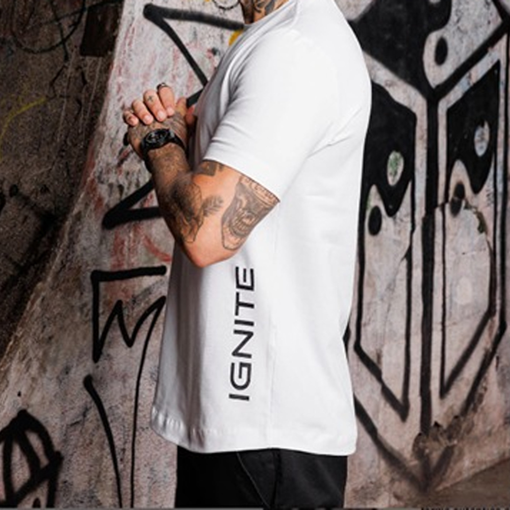 Remera Ignite Long IGN LAT 63001 Masculino - Blanco/Negro