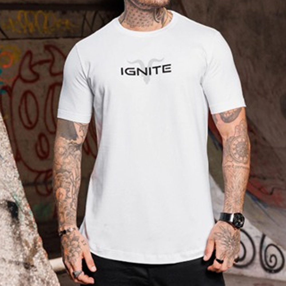 Remera Ignite Long IGNT TRX 63002 Masculino - Blanco/Negro