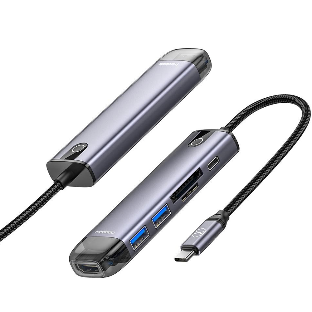 Hub Mcdodo HU-774 6en1 USB-C/100W - Grey