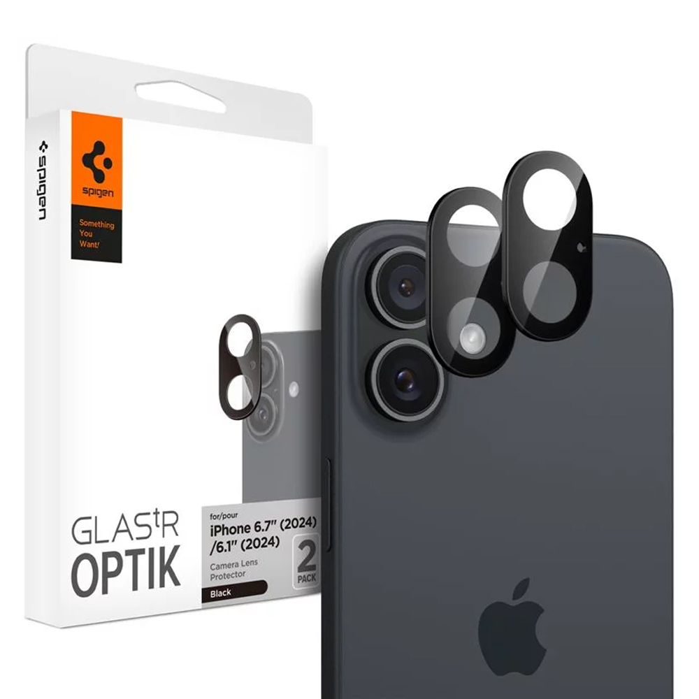 Protector de lente Spigen para cámara iPhone 16 Plus Optik AGL07922 - Black