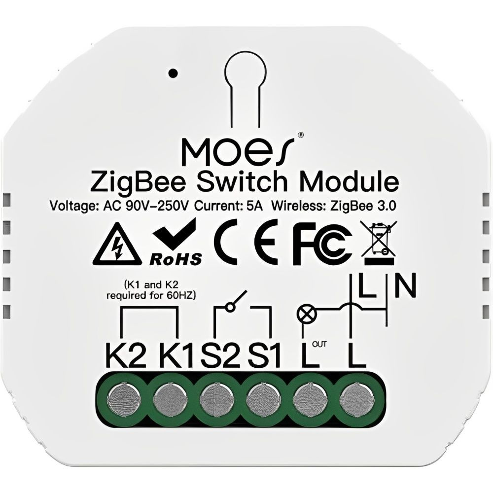 Interruptor Inteligente Moes MS-104ZR 1Gang/Zigbee/Wi-Fi - White