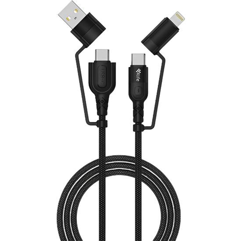 Cable 4Life FL4160CCALB USB/USB-C/Lightning 1metro - Black