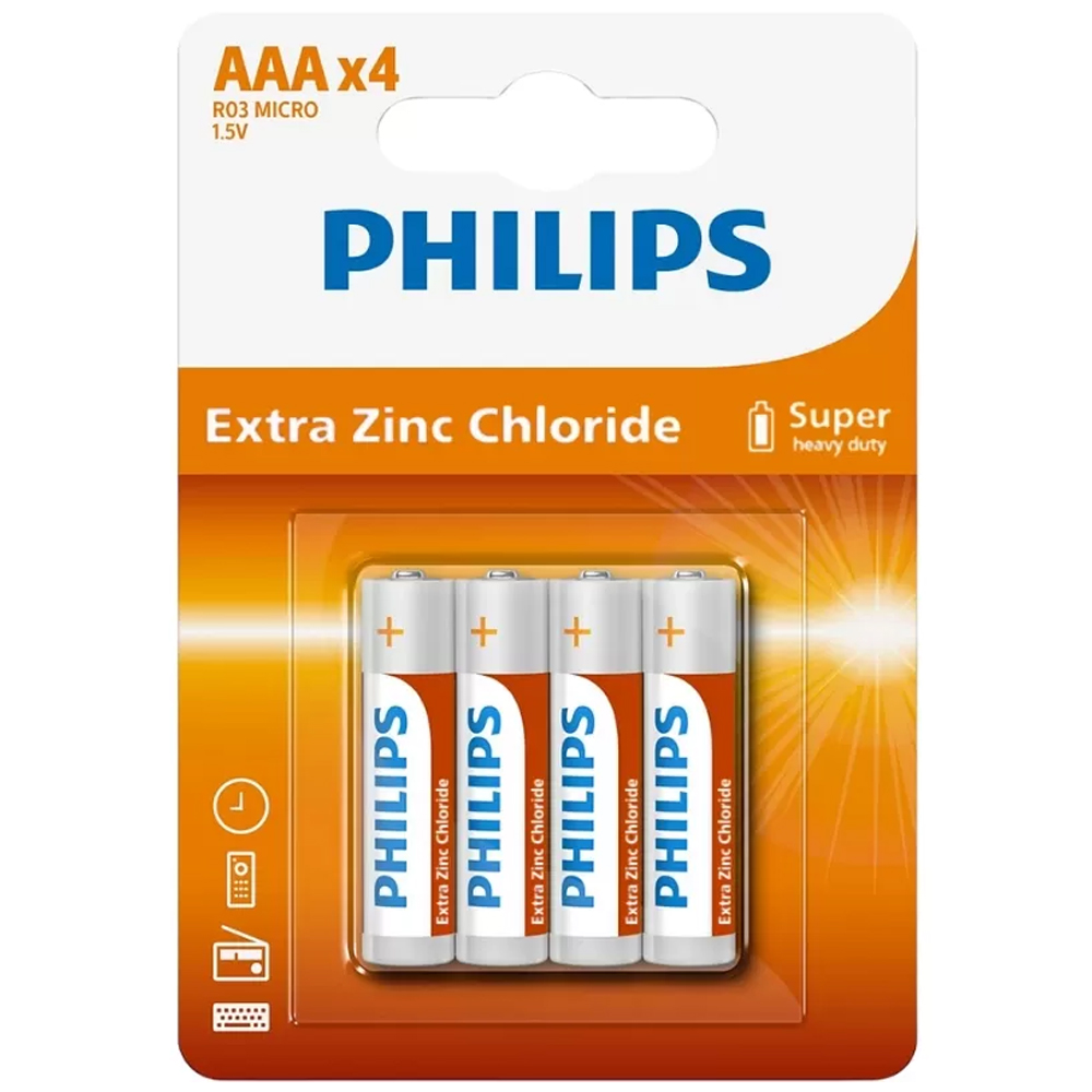 Pila Philips R03L4B/70 AAA 450mAh - Orange (4 Unidades)