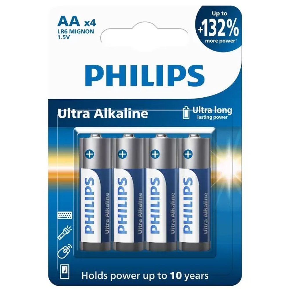 Pila Philips LR6E4B/70 Ultra Alkaline AA 2500mAh - Blue (4 Unidades)