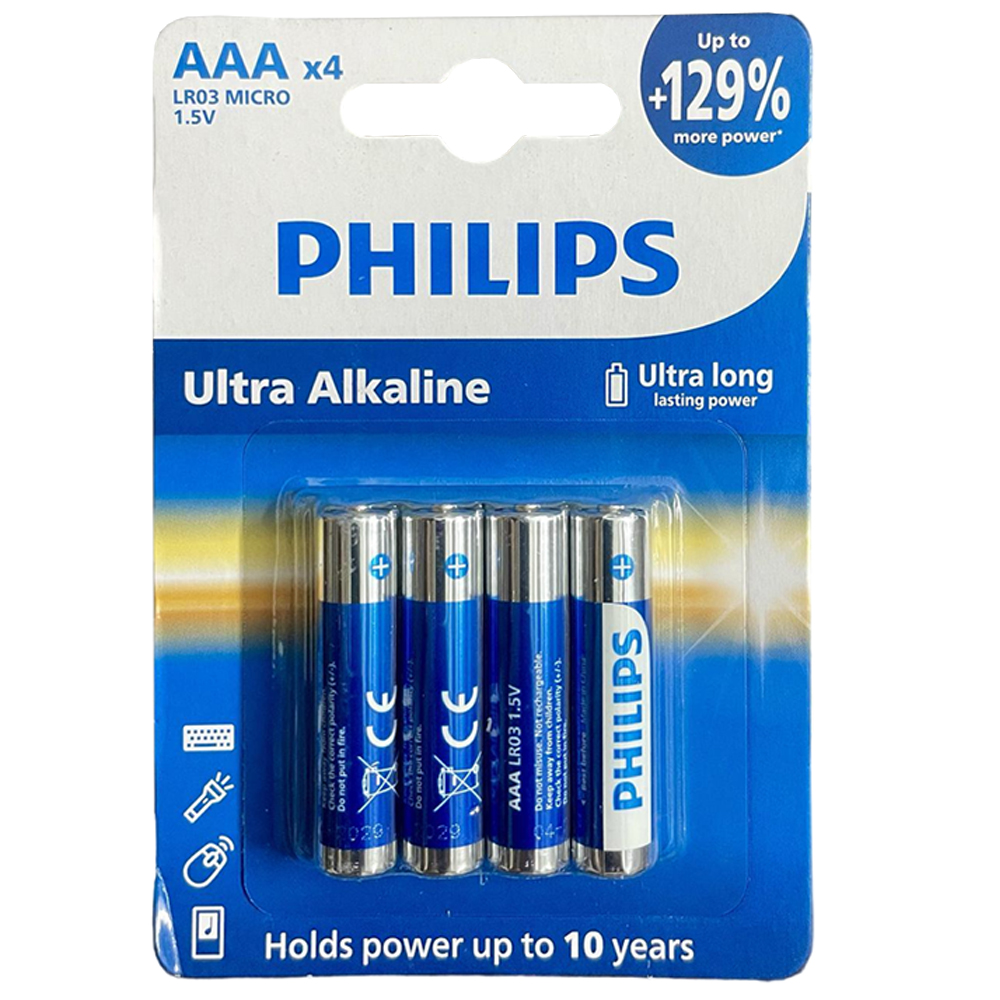 Pila Philips LR03E4B/70 Ultra Alkaline AAA 1100 mAh - Blue (4 Unidades)