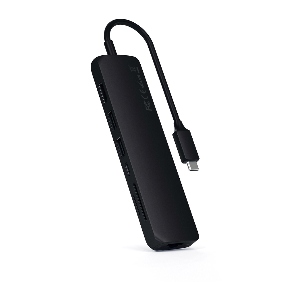 Hub USB-C Satechi ST-P6SK 6 en 1 Slim Multiport Adapter 4K - Black