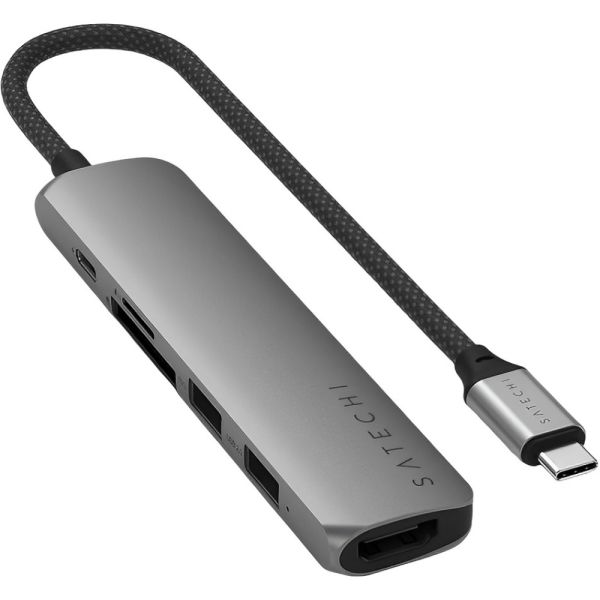Hub Satechi ST-P6SM Slim Multiport 6 en 1 USB-C - Space Gray