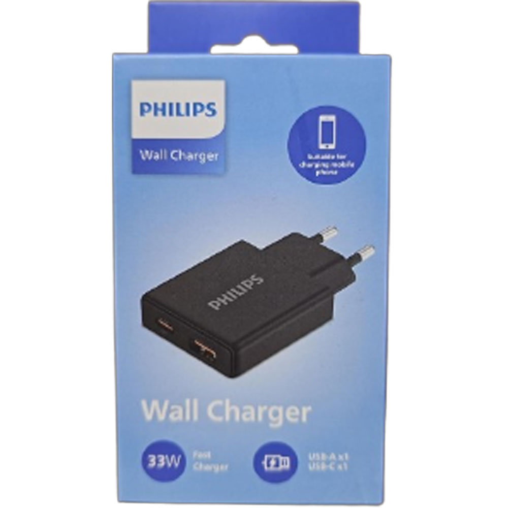 Cargador Philips DLP4322CB/70 USB-C/A 33W - Black (Sin Cable)