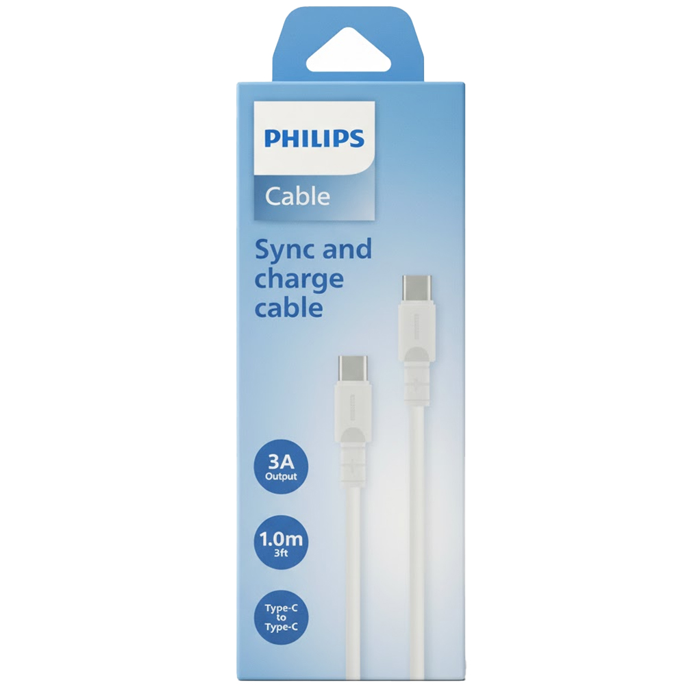 Cable Philips DLC3001CW/70 USB-C a USB-C 1 Metro - White