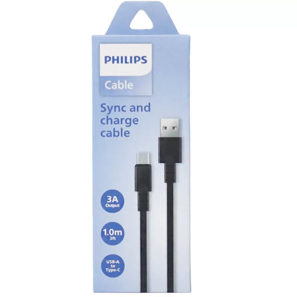 Cable Philips DLC3001AB/70 USB a USB-C 1 Metro - Black