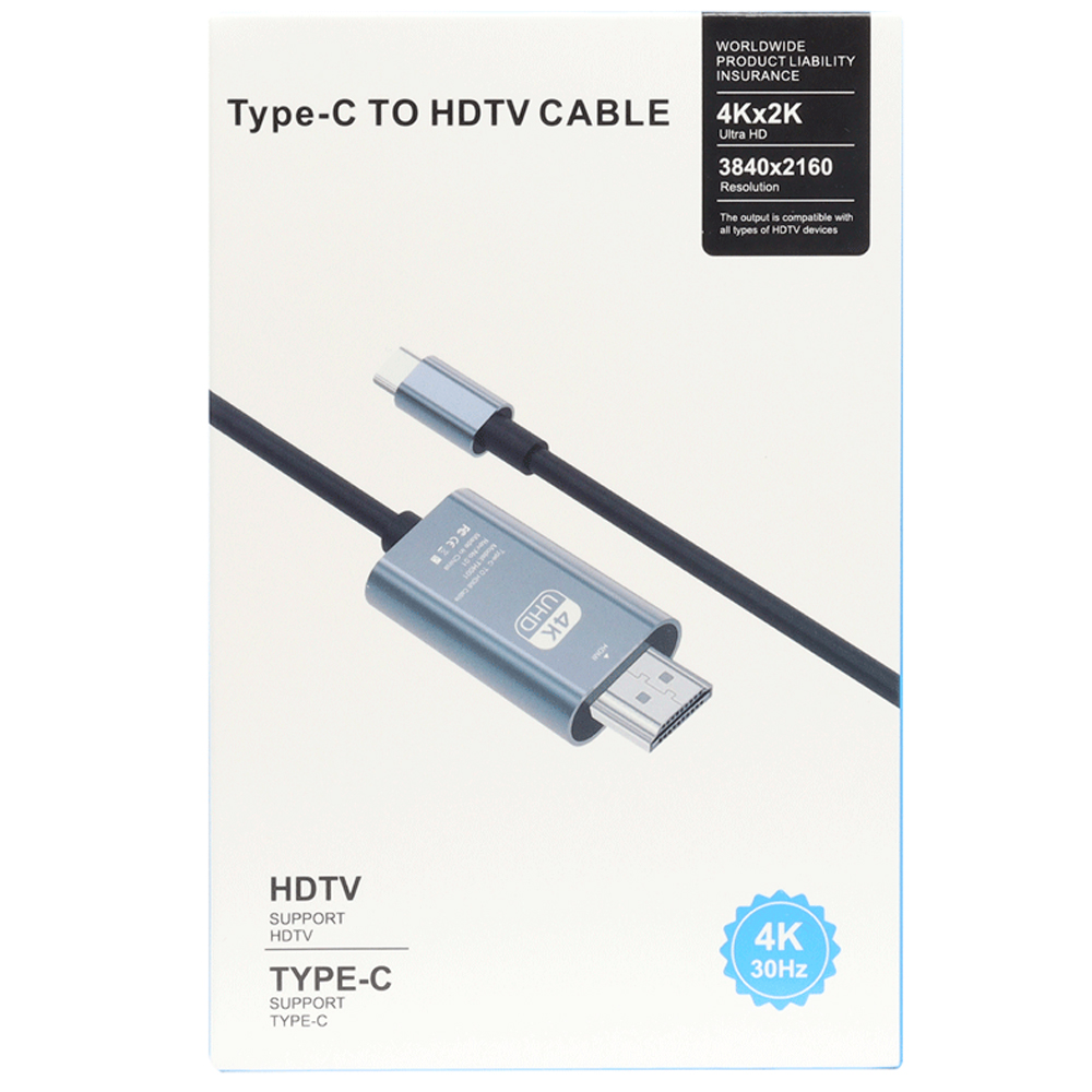 Cable Adaptador USB-C a HDMI Macho - Negro